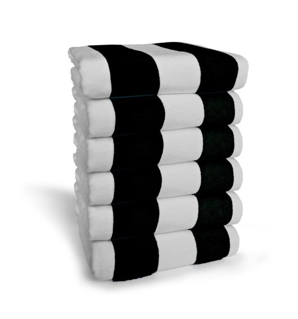 Premium Terry Velour Cabana Stripe - Black White
