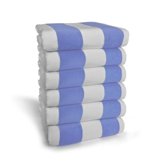 Premium Terry Velour Cabana Stripe - Caribbean Blue White