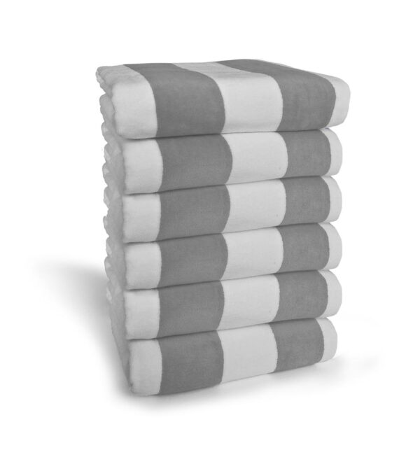 Premium Terry Velour Cabana Stripe - Grey White