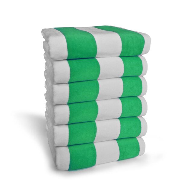 Premium Terry Velour Cabana Stripe - Lime Green White