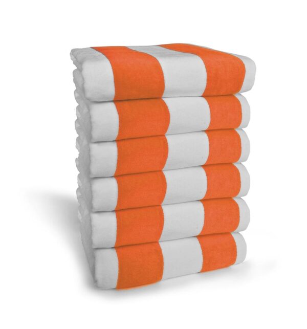 Premium Terry Velour Cabana Stripe - Orange White
