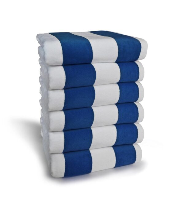 Premium Terry Velour Cabana Stripe - Royal Blue White