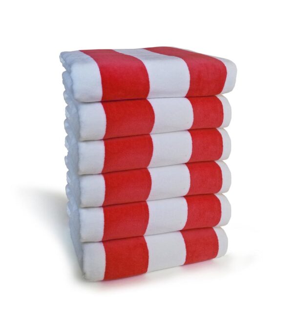 Premium Terry Velour Cabana Stripe - Salsa Red White